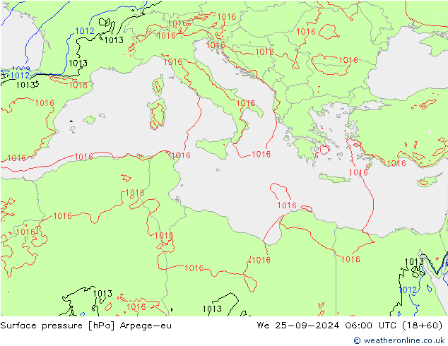 Surface pressure Arpege-eu We 25.09.2024 06 UTC