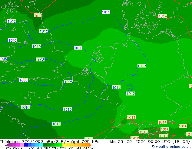 Thck 700-1000 hPa Arpege-eu Mo 23.09.2024 00 UTC