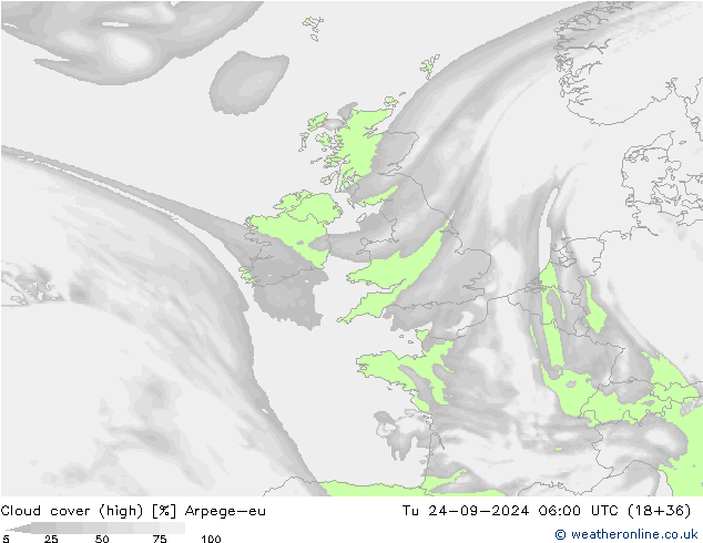 Bewolking (Hoog) Arpege-eu di 24.09.2024 06 UTC