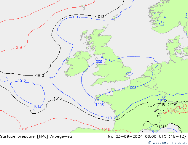 Surface pressure Arpege-eu Mo 23.09.2024 06 UTC