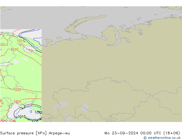 Atmosférický tlak Arpege-eu Po 23.09.2024 00 UTC