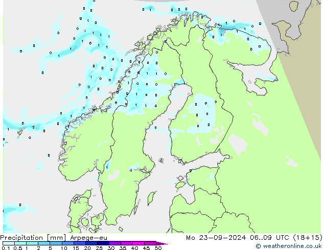 Precipitation Arpege-eu Mo 23.09.2024 09 UTC