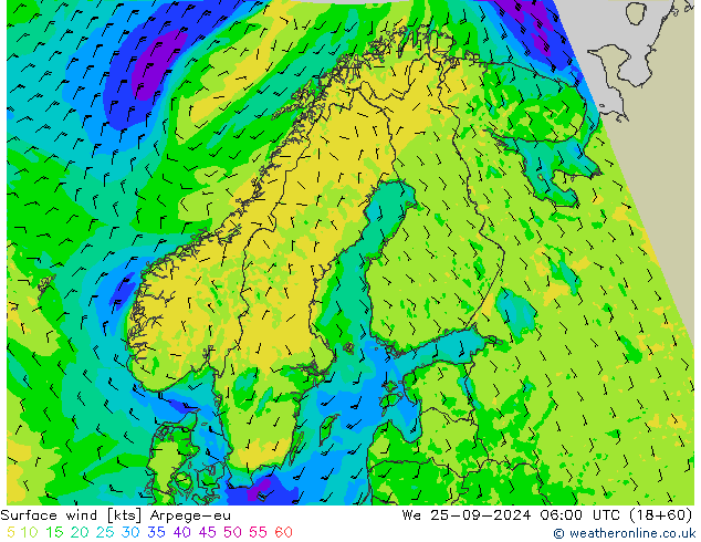 风 10 米 Arpege-eu 星期三 25.09.2024 06 UTC