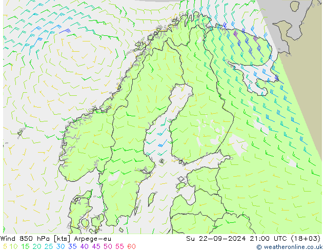 Rüzgar 850 hPa Arpege-eu Paz 22.09.2024 21 UTC