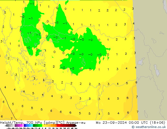 Hoogte/Temp. 700 hPa Arpege-eu ma 23.09.2024 00 UTC