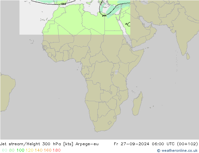 Jet stream Arpege-eu Sex 27.09.2024 06 UTC