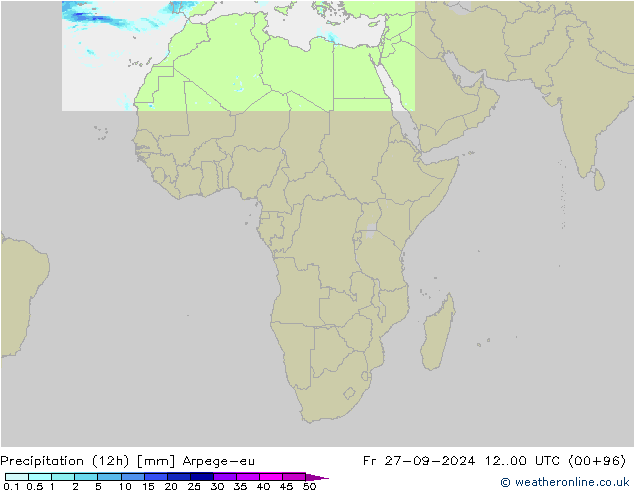 Yağış (12h) Arpege-eu Cu 27.09.2024 00 UTC