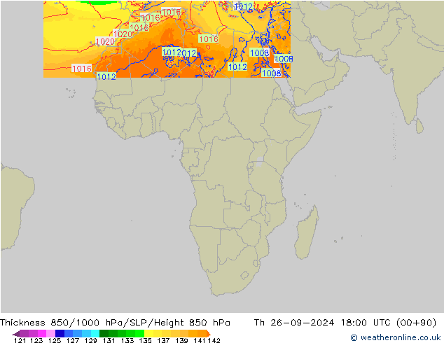 Thck 850-1000 hPa Arpege-eu Qui 26.09.2024 18 UTC