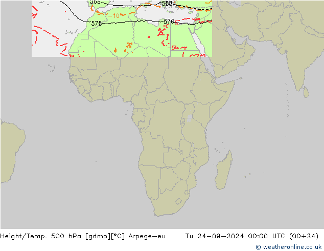 Hoogte/Temp. 500 hPa Arpege-eu di 24.09.2024 00 UTC