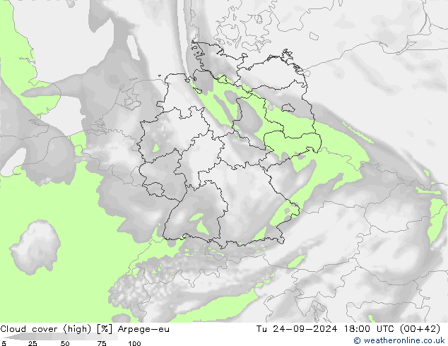 Bewolking (Hoog) Arpege-eu di 24.09.2024 18 UTC