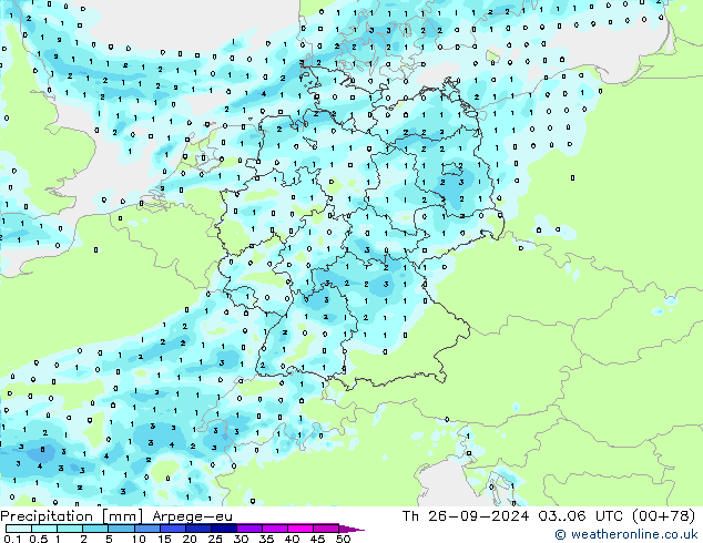 Neerslag Arpege-eu do 26.09.2024 06 UTC