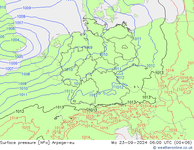 приземное давление Arpege-eu пн 23.09.2024 06 UTC