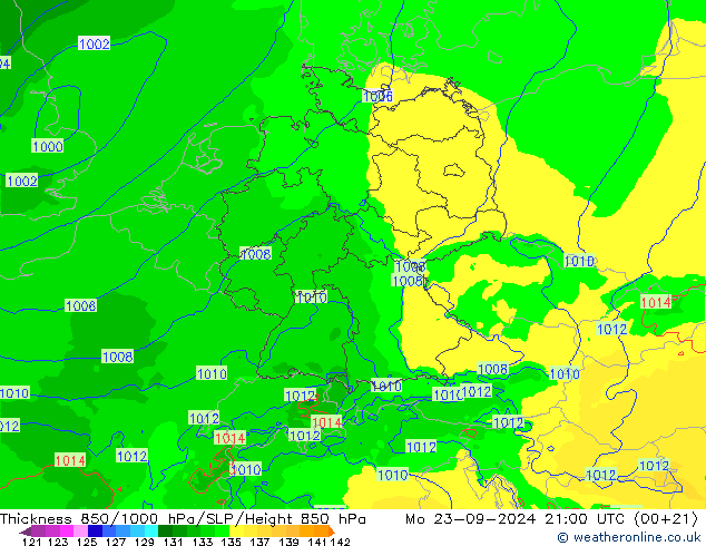 Thck 850-1000 hPa Arpege-eu lun 23.09.2024 21 UTC