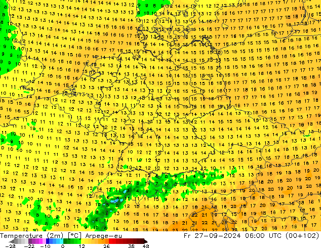 Temperature (2m) Arpege-eu Fr 27.09.2024 06 UTC