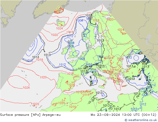 pression de l'air Arpege-eu lun 23.09.2024 12 UTC