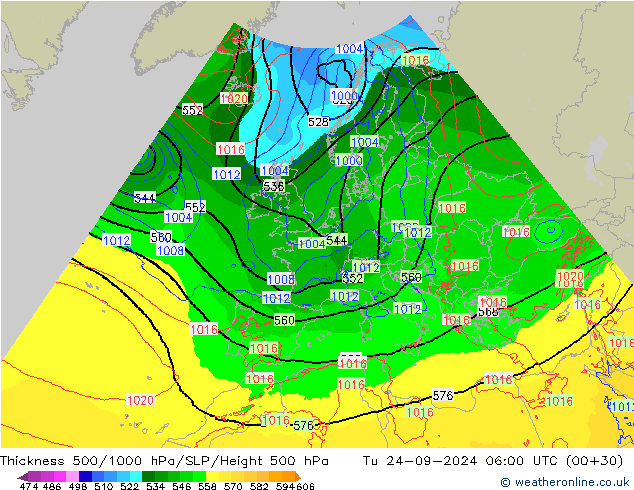 Dikte 500-1000hPa Arpege-eu di 24.09.2024 06 UTC