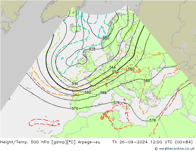 Height/Temp. 500 hPa Arpege-eu Th 26.09.2024 12 UTC