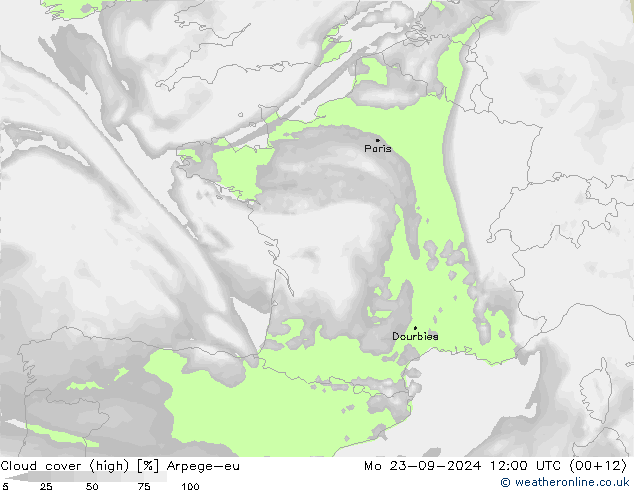 Wolken (hohe) Arpege-eu Mo 23.09.2024 12 UTC