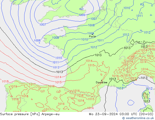 Luchtdruk (Grond) Arpege-eu ma 23.09.2024 03 UTC