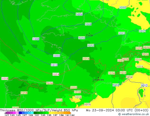 Thck 850-1000 hPa Arpege-eu  23.09.2024 03 UTC