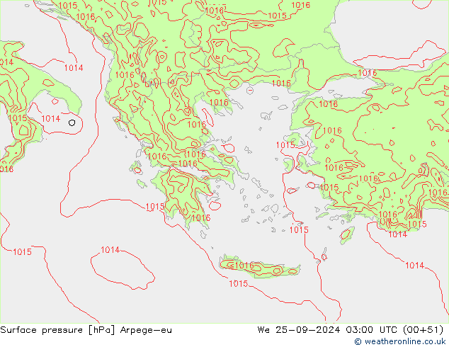 Surface pressure Arpege-eu We 25.09.2024 03 UTC