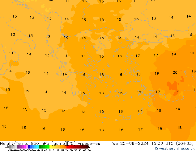 Height/Temp. 850 hPa Arpege-eu We 25.09.2024 15 UTC