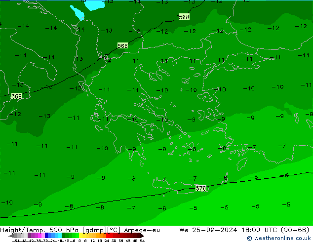 Height/Temp. 500 hPa Arpege-eu We 25.09.2024 18 UTC