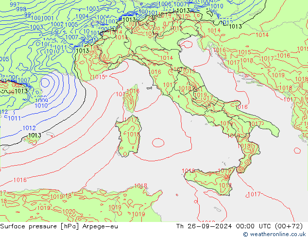 Presión superficial Arpege-eu jue 26.09.2024 00 UTC