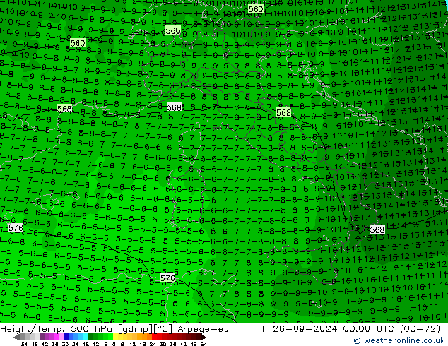 Yükseklik/Sıc. 500 hPa Arpege-eu Per 26.09.2024 00 UTC