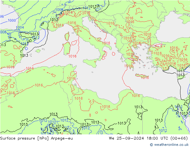 Surface pressure Arpege-eu We 25.09.2024 18 UTC