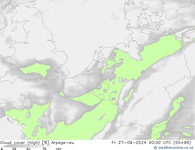 Wolken (hohe) Arpege-eu Fr 27.09.2024 00 UTC