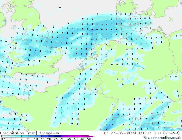 Precipitation Arpege-eu Fr 27.09.2024 03 UTC