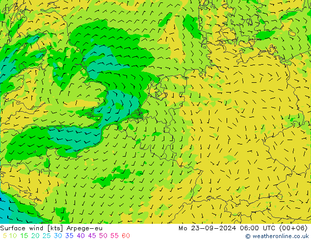 Bodenwind Arpege-eu Mo 23.09.2024 06 UTC