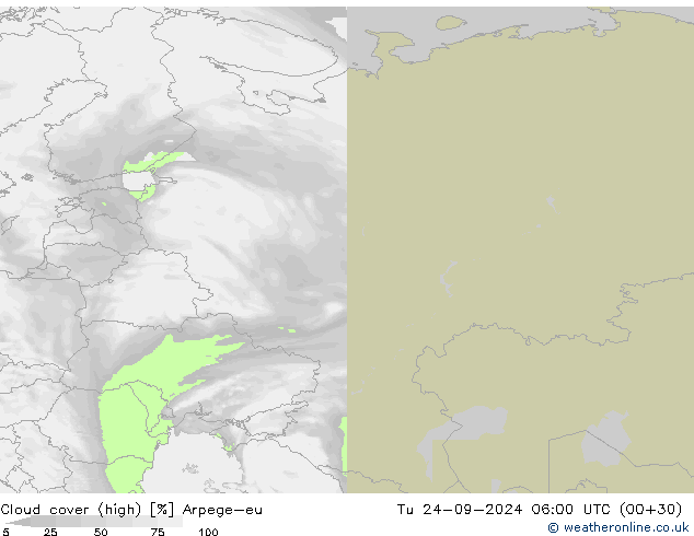 Bewolking (Hoog) Arpege-eu di 24.09.2024 06 UTC