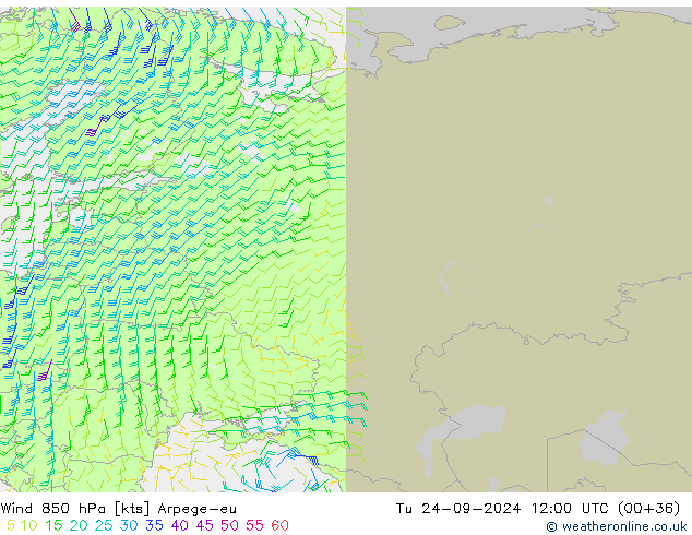 Rüzgar 850 hPa Arpege-eu Sa 24.09.2024 12 UTC