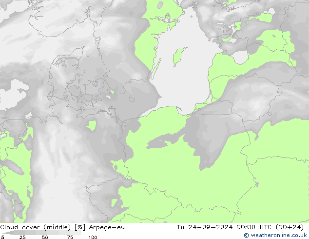 облака (средний) Arpege-eu вт 24.09.2024 00 UTC