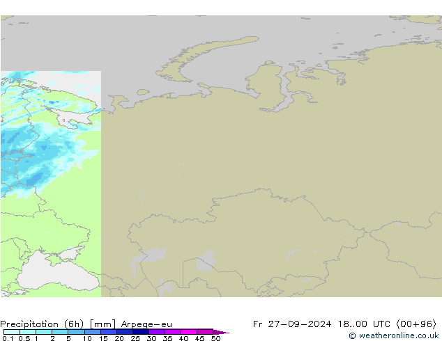 Precipitation (6h) Arpege-eu Fr 27.09.2024 00 UTC