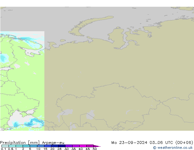 precipitação Arpege-eu Seg 23.09.2024 06 UTC