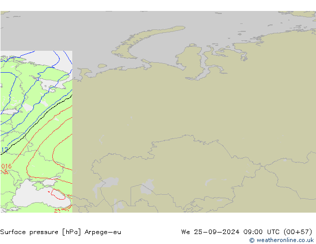 Surface pressure Arpege-eu We 25.09.2024 09 UTC