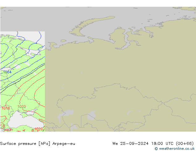 Surface pressure Arpege-eu We 25.09.2024 18 UTC