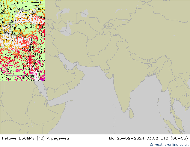 Theta-e 850hPa Arpege-eu Po 23.09.2024 03 UTC