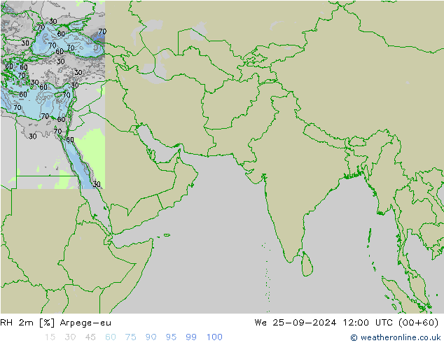 RH 2m Arpege-eu We 25.09.2024 12 UTC