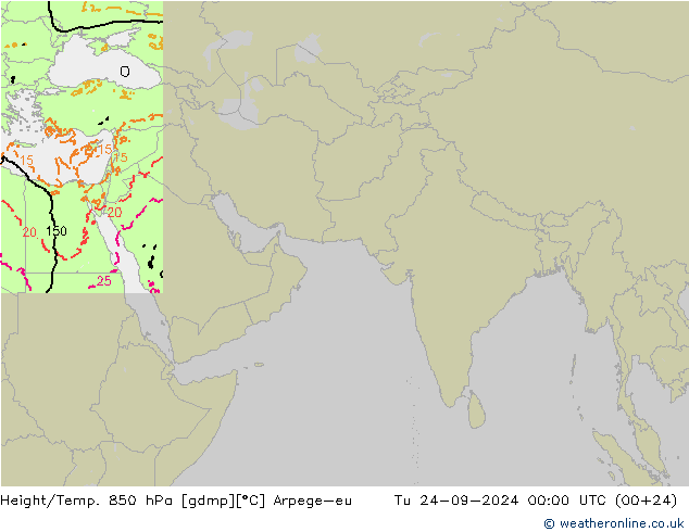 Height/Temp. 850 hPa Arpege-eu Tu 24.09.2024 00 UTC