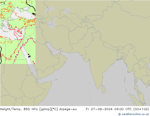 Height/Temp. 850 hPa Arpege-eu Sex 27.09.2024 06 UTC