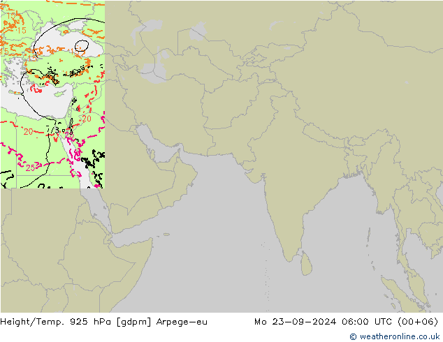 Height/Temp. 925 hPa Arpege-eu Mo 23.09.2024 06 UTC