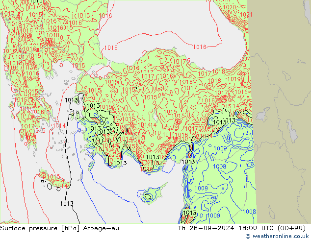 Surface pressure Arpege-eu Th 26.09.2024 18 UTC