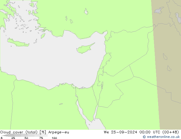 Bulutlar (toplam) Arpege-eu Çar 25.09.2024 00 UTC