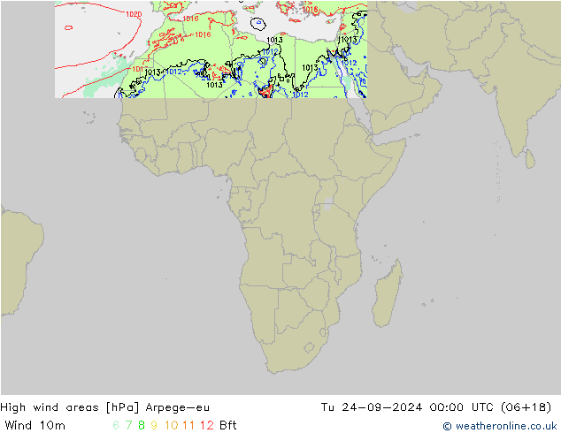 High wind areas Arpege-eu Ter 24.09.2024 00 UTC