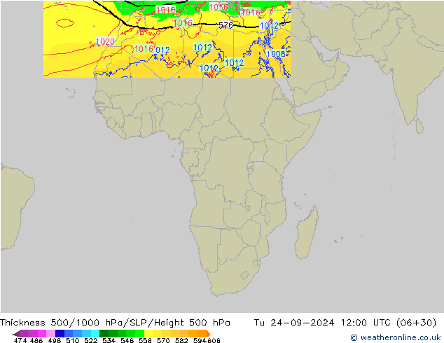 Thck 500-1000hPa Arpege-eu Tu 24.09.2024 12 UTC