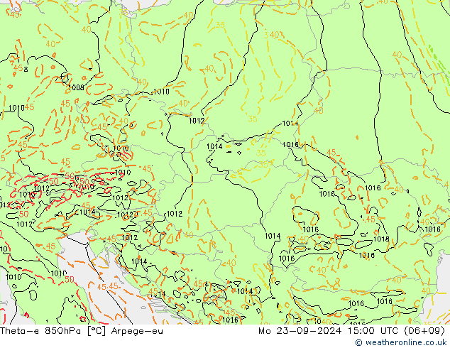 Theta-e 850hPa Arpege-eu  23.09.2024 15 UTC